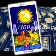 Binbaşı Arcana Tarot Ayı: diğer kartlarla anlam ve kombinasyon Jester Moon Tarot